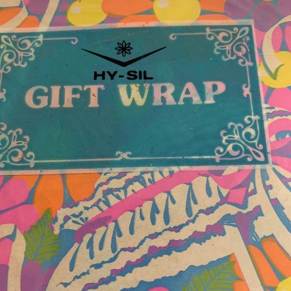 VTG Gift Wrap Wrapping Paper New Hy-Sil Flower Umbrella Parsol Purple Pink Orang - Picture 2 of 7